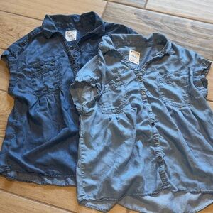 Two women’s Style & Co size XL denim button ups